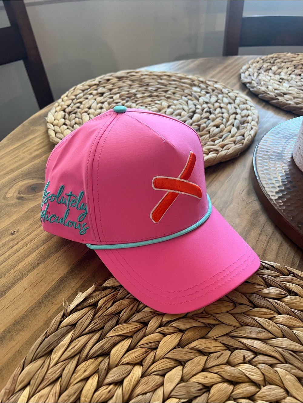 Aria XPink Baseball Cap with Aqua Trim and Orange Accent